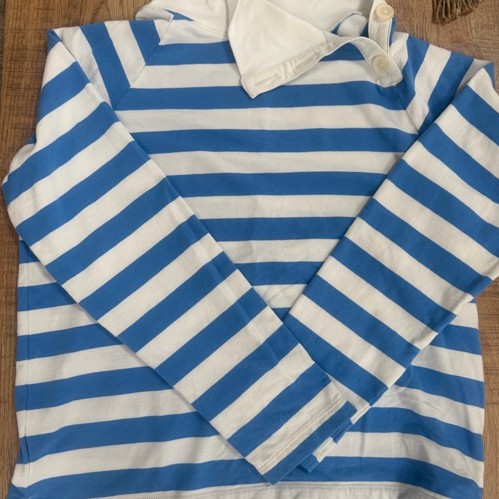J Crew Size Small Blue and White Striped Long Sleeve Pullover
